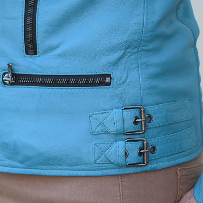 Blouson de motard femme en cuir de mouton
