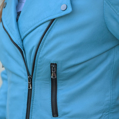 Blouson de motard femme en cuir de mouton