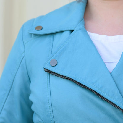 Blouson de motard femme en cuir de mouton