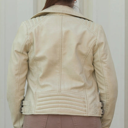 Blouson de motard femme en cuir de mouton