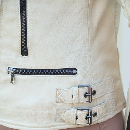 Blouson de motard femme en cuir de mouton