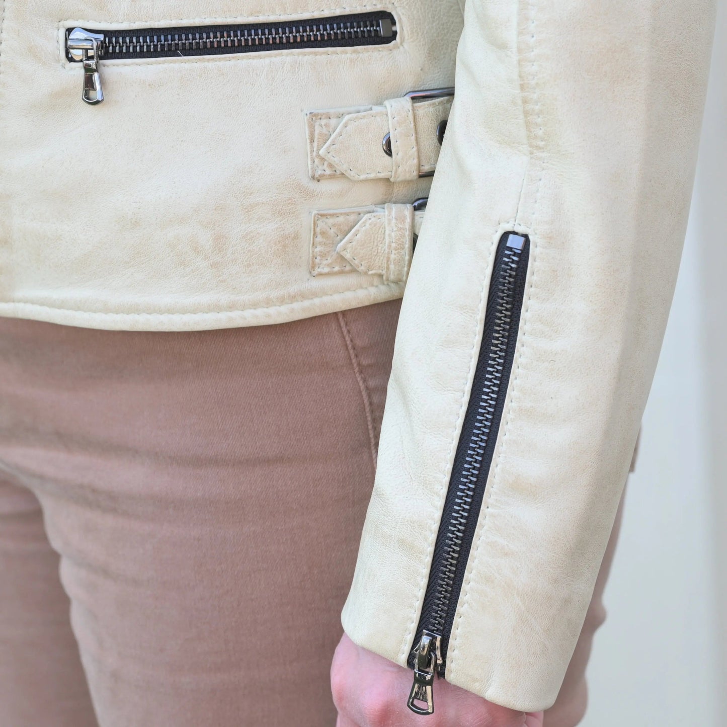 Blouson de motard femme en cuir de mouton