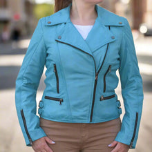 Blouson de motard femme en cuir de mouton
