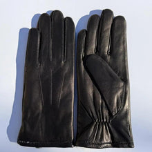 Gants en cuir d'agneau teint pour femme avec bordure en fourrure de lapin luxueuse