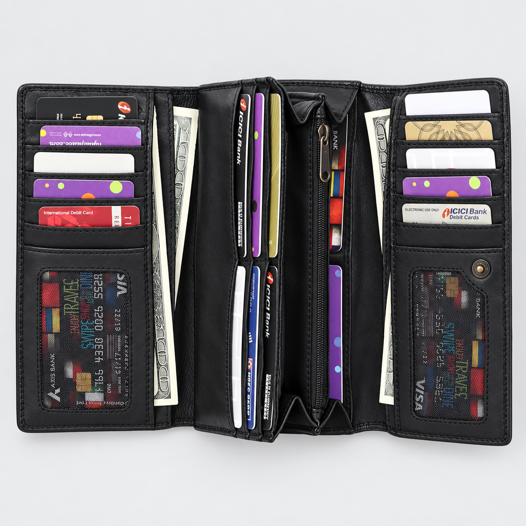 MET Women’s Leather Basket Weave Wallet. Artisan Woven Multi-Card Organizer