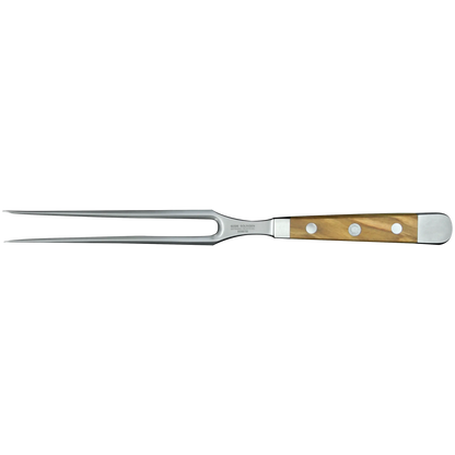 ALPHA OLIVE | Fourchette à viande 18 cm | Acier forgé / Manche en bois d'olivier