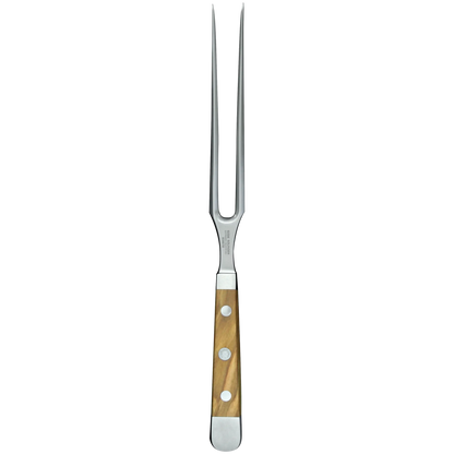 ALPHA OLIVE | Fourchette à viande 18 cm | Acier forgé / Manche en bois d'olivier