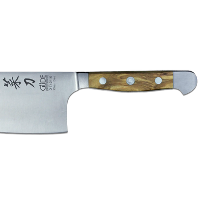 ALPHA OLIVE | Couteau de chef chinois Chai Dao Lame 6 1/2" | Acier forgé/Manche en bois d'olivier