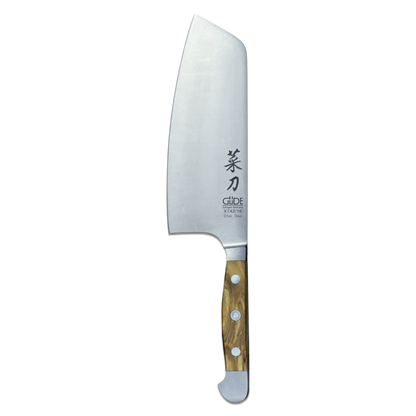 ALPHA OLIVE | Couteau de chef chinois Chai Dao Lame 6 1/2" | Acier forgé/Manche en bois d'olivier