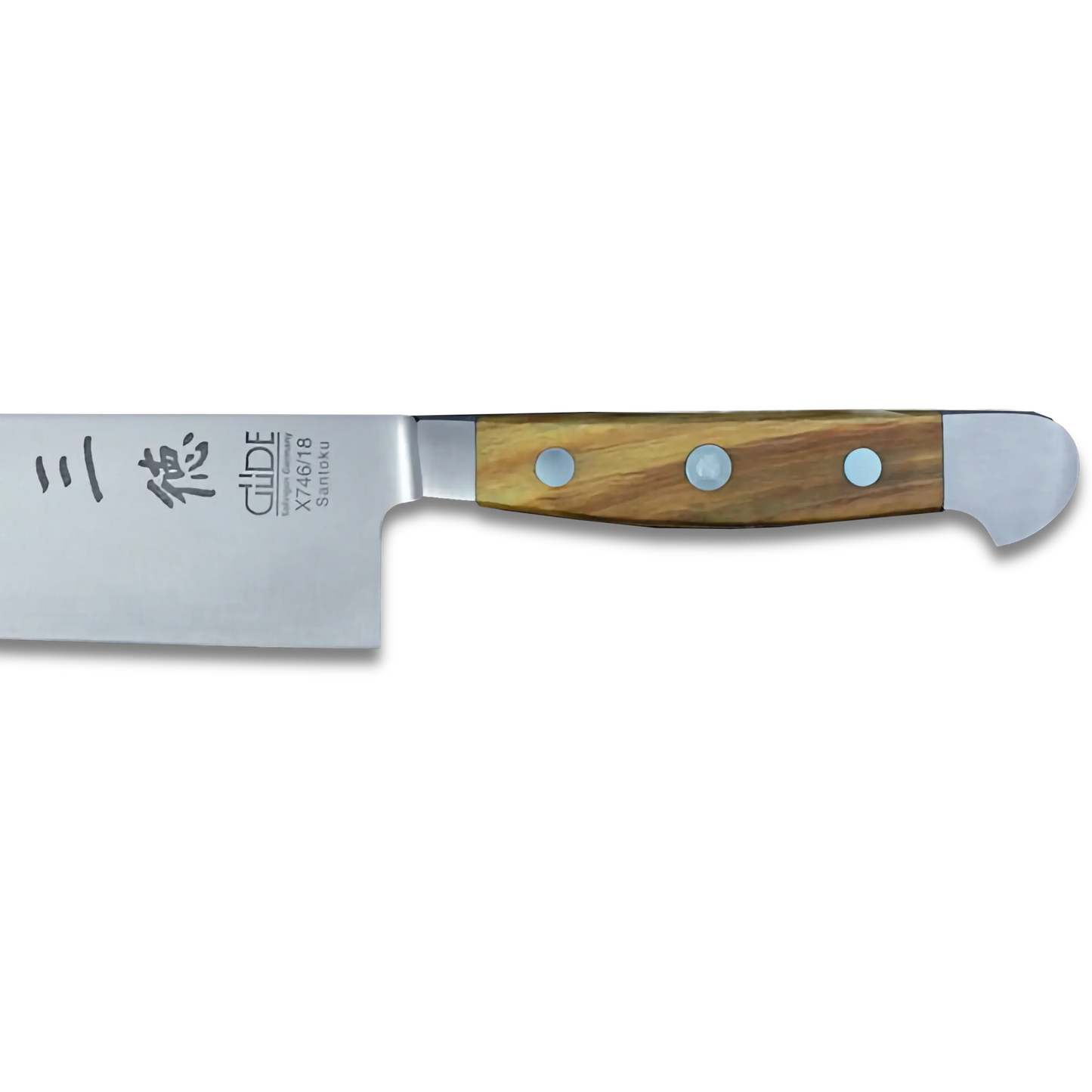 ALPHA OLIVE | Couteau Santoku Lame lisse 18 cm | Acier forgé / Manche en olivier