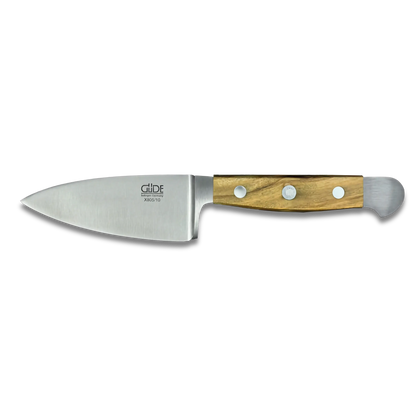 ALPHA OLIVE | Couteau à fromage à pâte dure 10 cm | Acier forgé / Manche en bois d'olivier
