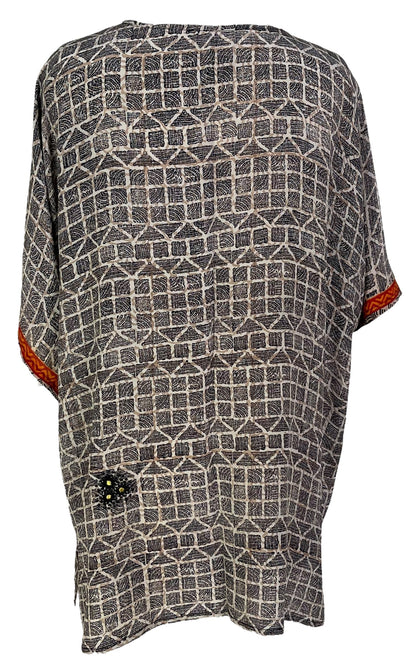 PRC6915 Veste à manches kimono en pure soie Avatar avec ceinture
