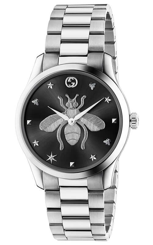 Montre GUCCI G-TIMELESS ICONIC cadran noir et abeille en acier YA1264136