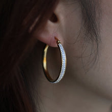 YARA Gold: 'Pavé All the Way' Zirconia Hoop Earrings (Regular Size)