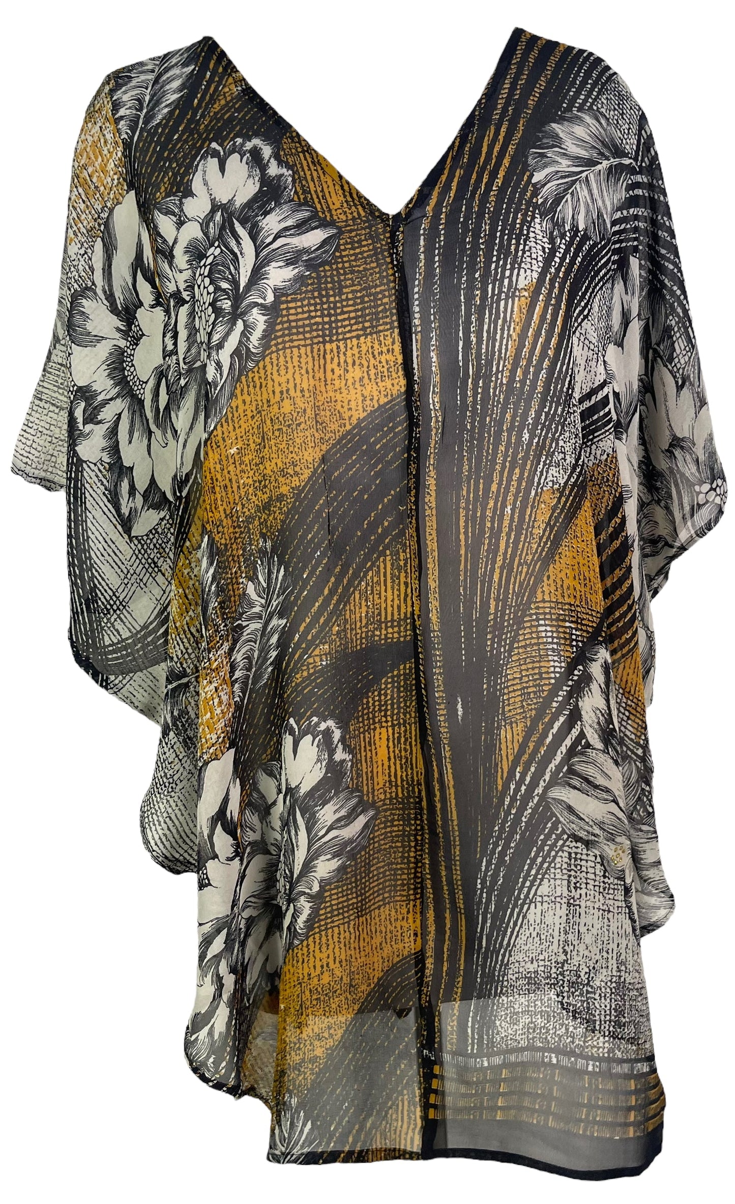 PRG6304 Haut Cascade en Pure Soie Transparente Avatar