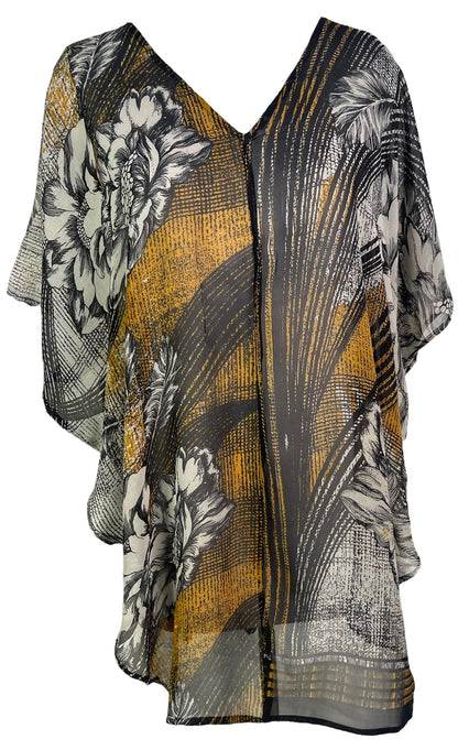 PRG6304 Haut Cascade en Pure Soie Transparente Avatar