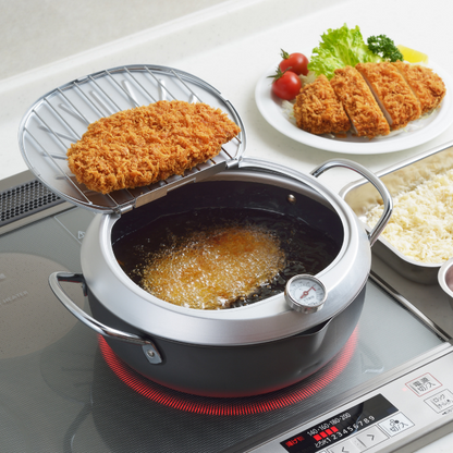 Yoshikawa GOGI Tempura Pot 24cm –  With stainless‑Steel Drip Lid