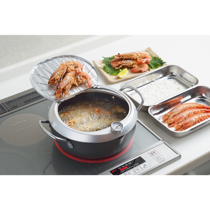 Yoshikawa GOGI Tempura Pot 24cm –  With stainless‑Steel Drip Lid