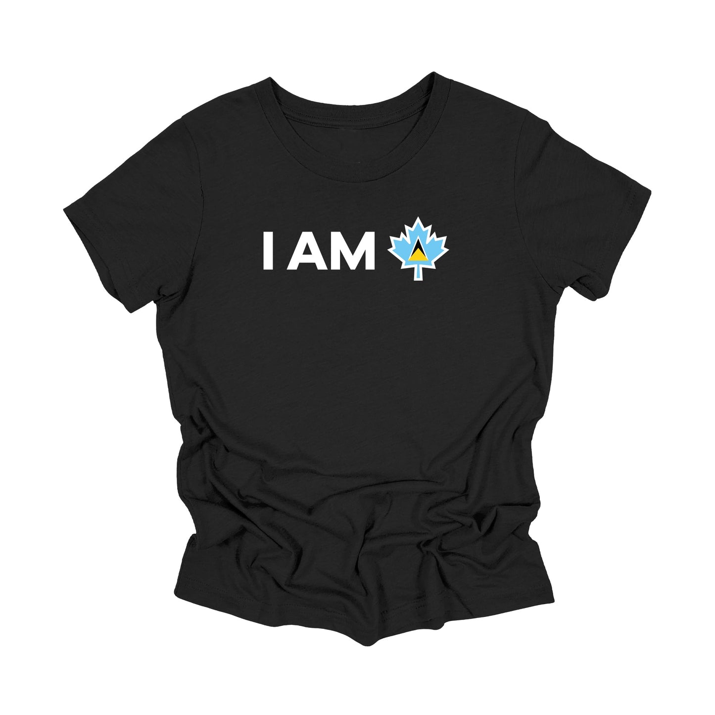 JEUNESSE - Je suis Canada - Feuille d'érable canadienne avec drapeau de Sainte-Lucie, T-shirt JEUNESSE, T-shirt cadeau canadien, Cadeau Sainte-Lucie, T-shirt drapeau national - Inspired X