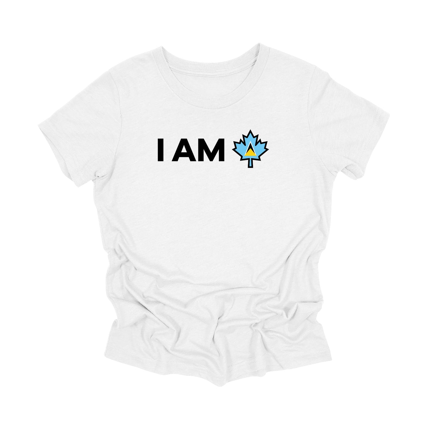 JEUNESSE - Je suis Canada - Feuille d'érable canadienne avec drapeau de Sainte-Lucie, T-shirt JEUNESSE, T-shirt cadeau canadien, Cadeau Sainte-Lucie, T-shirt drapeau national - Inspired X