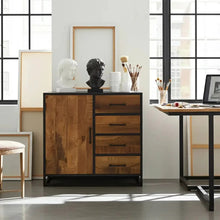 Commode in mango wood and black steel frame