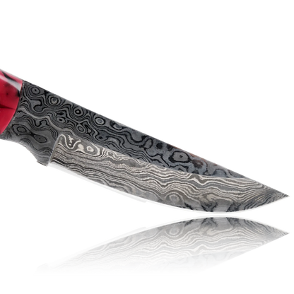 Couteau de chasse YUMA en acier Damas, lame de 5 pouces avec étui en cuir de vachette véritable