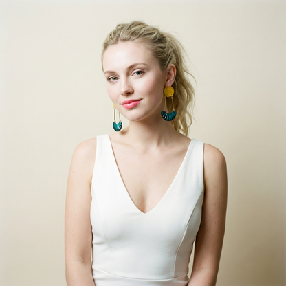 Boucles d'oreilles pendantes Art déco, avec clous ou clips – « Kia »