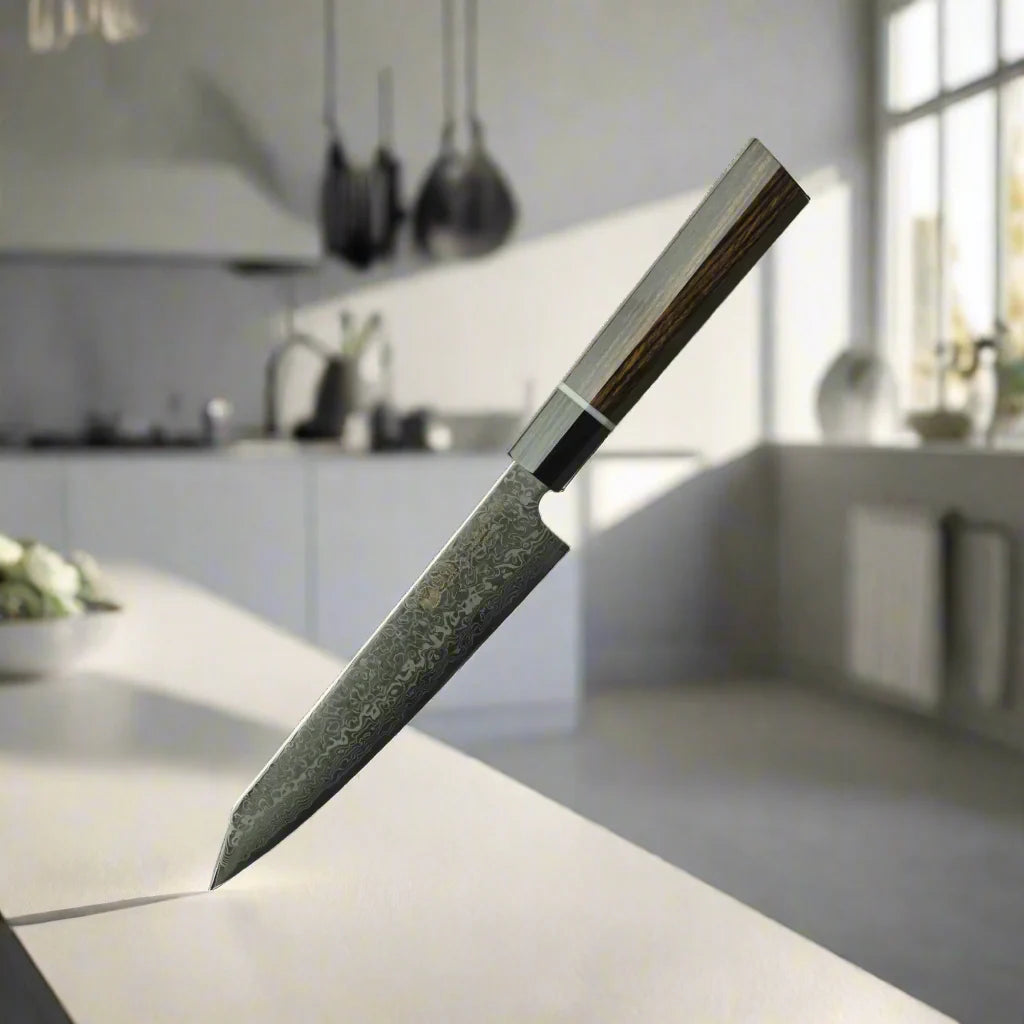 ZUIUN Japon | Couteau Petty Fait Main en Acier Damassé 150 mm