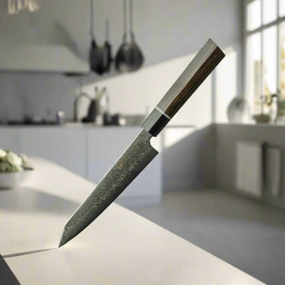ZUIUN Japon | Couteau Petty Fait Main en Acier Damassé 150 mm