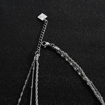 ZURI Triple Layer Mixed-Chain Necklace in Silver