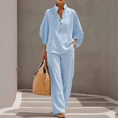 Ensemble de vêtements d'été pour femmes : haut pull ample à manches courtes et pantalon à jambes droites