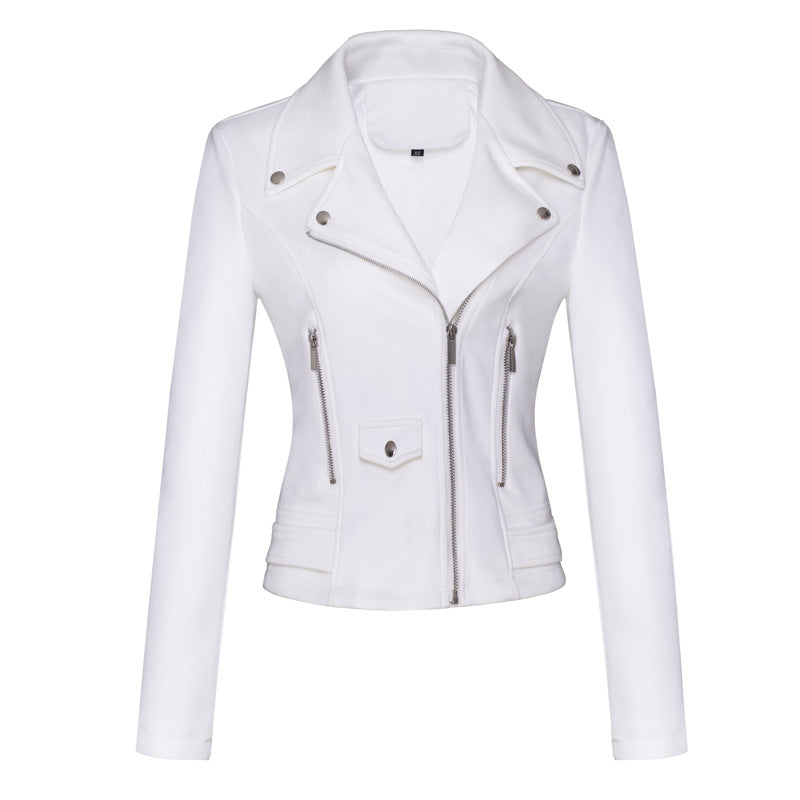 Veste en cuir suédé coupe ajustée pour femme – Veste courte style moto pour trajets quotidiens