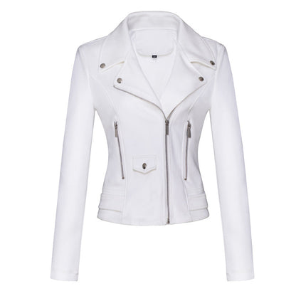 Veste en cuir suédé coupe ajustée pour femme – Veste courte style moto pour trajets quotidiens
