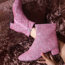 Bottines à talon épais pour femme – Chaussures à enfiler avec détail en fausse fourrure confortable