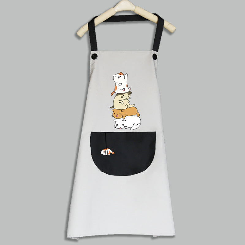 Tablier de cuisine coréen mignon pour femme adulte, résistant à l'eau et à l'huile.