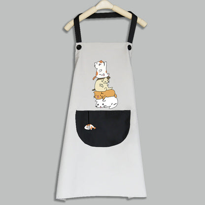 Tablier de cuisine coréen mignon pour femme adulte, résistant à l'eau et à l'huile.