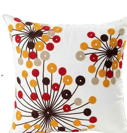 Housse de coussin décorative à broderies florales