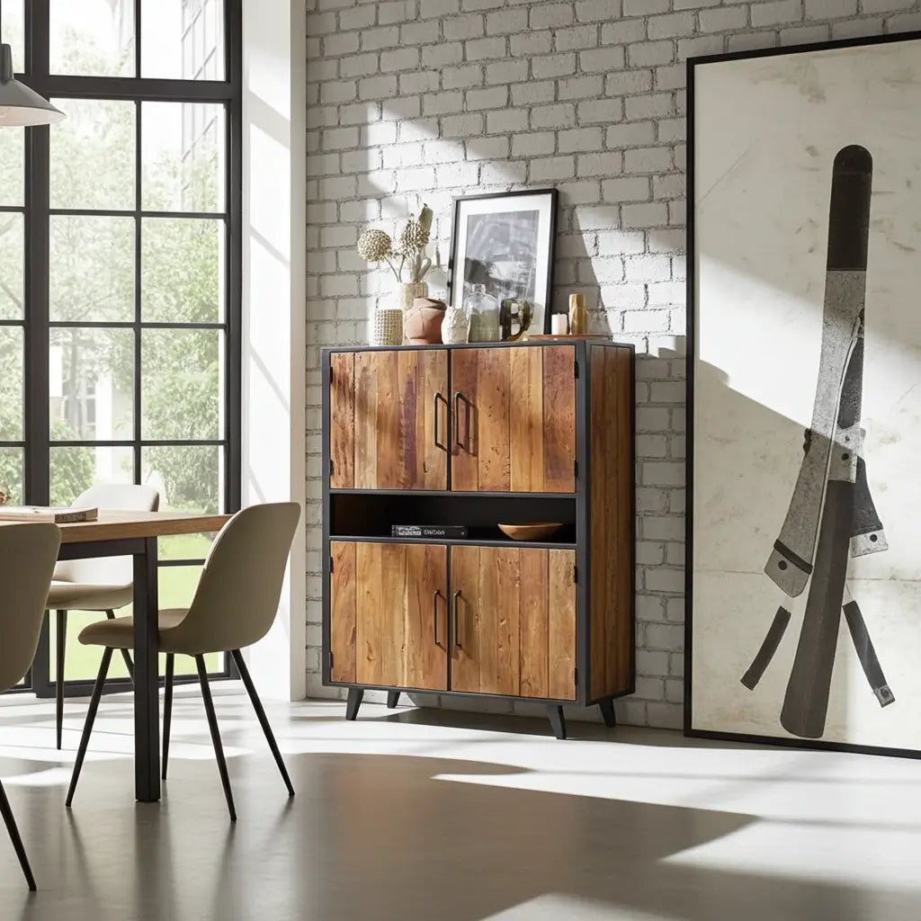 Meuble vaisselier de style scandinave en bois recyclé