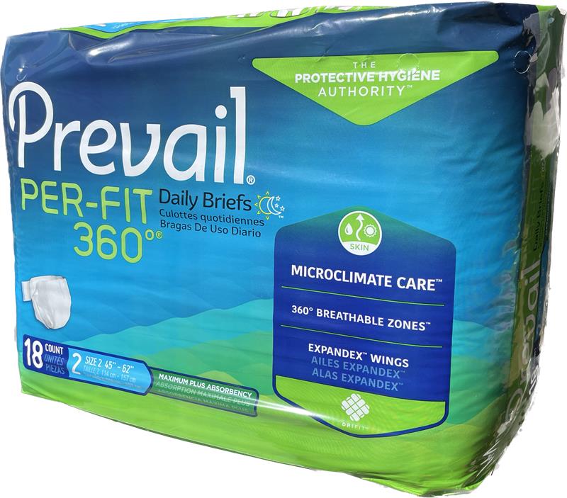 Prevail Per-Fit 360 Daily Briefs Maximum Plus Absorbency Size 2, 18 count