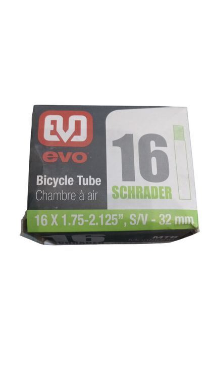 Evo Schrader Valve Mountain Bicycle Tubes 16 and 20 inch