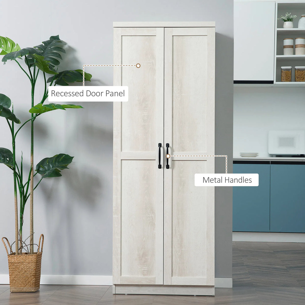 63-Inch Kitchen Pantry Cabinet – 5-Tier Storage Cabinet with Doors & Adjustable Shelves (Canada & United States Delivery Only)