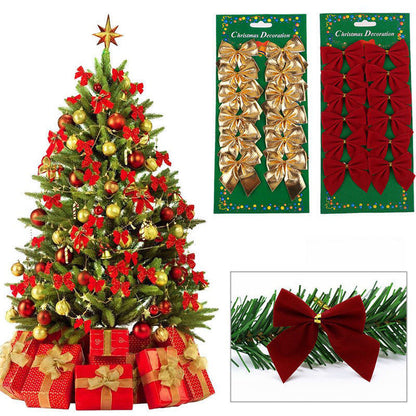 Christmas Tree Bow Ornaments, Festive Holiday Ribbon Decorations