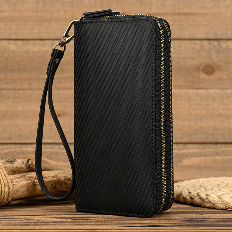 Men Genuine Leather Embossed Long Wallet Vintage Business Clutch