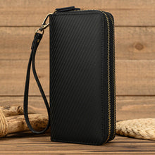 Men Genuine Leather Embossed Long Wallet Vintage Business Clutch
