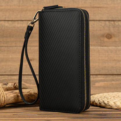 Men Genuine Leather Embossed Long Wallet Vintage Business Clutch