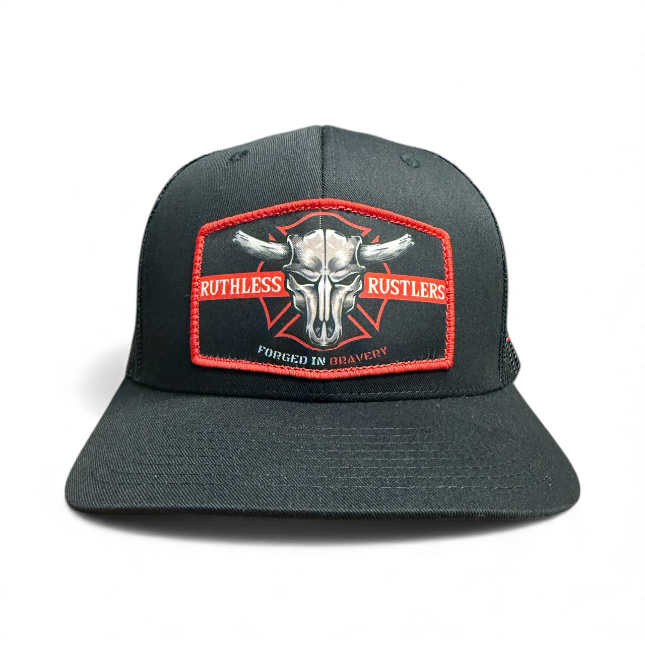 Casquette de camionneur Ruthless Rustlers Forged in Bravery | Noir