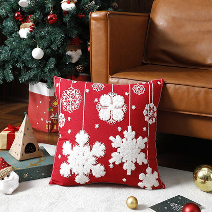 Housse de coussin de Noël motif renne – Taie d'oreiller brodée avec élan de dessin animé pour canapé et maison