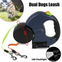 Laisse rétractable pour petits chiens, double laisse réfléchissante pour animaux de compagnie, pivotant à 360°, laisse sans enchevêtrement pour promener deux chiens avec lumières, produits pour animaux