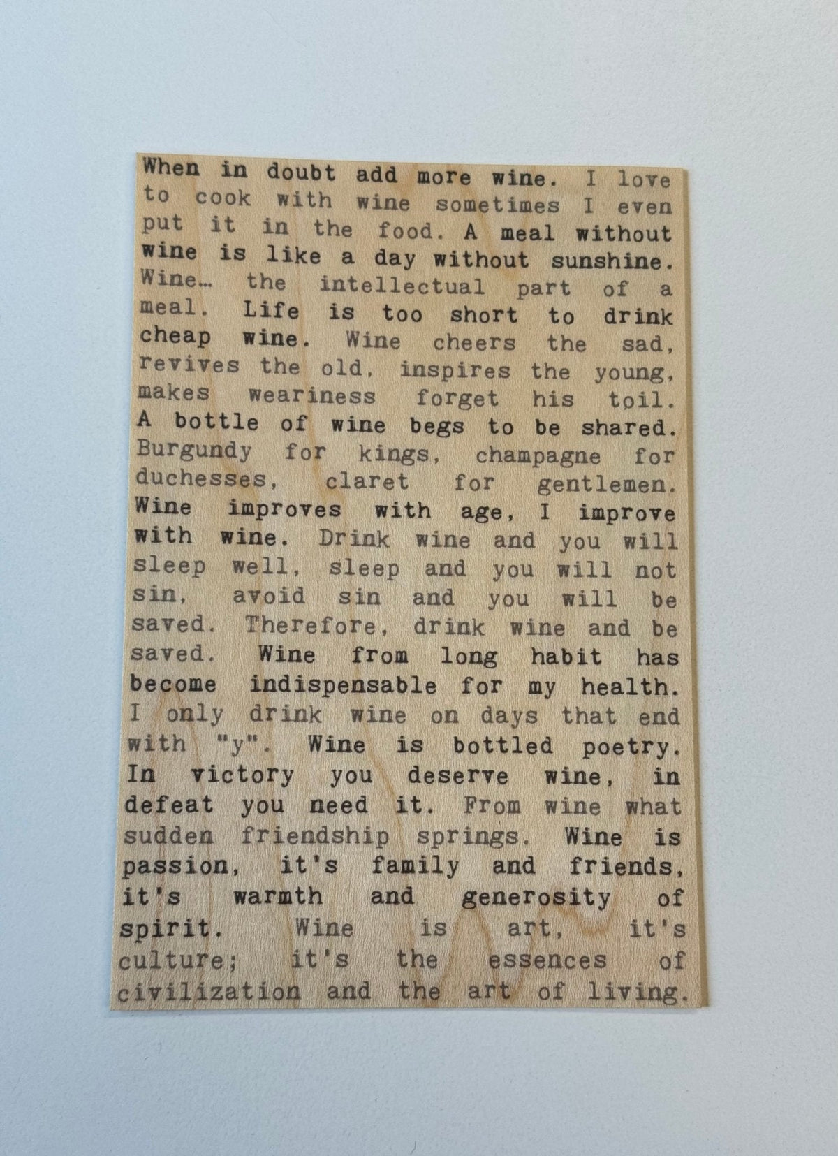 Wood Postcard - Add Wine