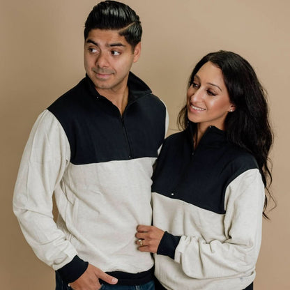 Adult Unisex Bamboo Fleece Half Zip | Dusty Lilac With Celestial Floral